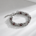 Blue Crystal Silver Woven Bracelet Unisex Trendy Jewelry - Image 2