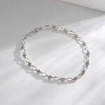 Silver Twisted Link Necklace Unisex Minimal Jewelry