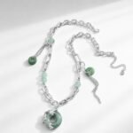 Oriental Dragon Jade Ring Tassel Necklace Unisex Couple Style