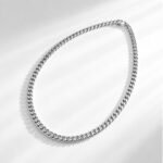 Silver Cuban Chain Necklace Unisex Streetwear Jewelry