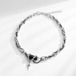 Black Silver Cross Star Pendant Necklace Unisex Punk Jewelry