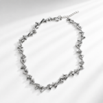 Futuristic Silver Choker Necklace Adjustable Unisex Style