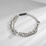 Punk Crystal Layered Bracelet for Men and Women