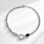 Punk Silver Asymmetric Necklace Unisex Dark Street Style