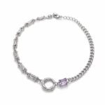 Punk Silver Asymmetric Necklace Unisex Dark Street Style - Image 2