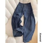 Retro Striped Wide-Leg Jeans 💙 Loose-Fit Straight-Leg Utility Trousers | Korean-Style "City Boy" Unisex Fit复古条纹阔腿牛仔裤 💙 宽松工装直筒长裤｜韩系City Boy男女同款 - Image 5