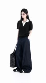 Unisex Minimalist Textured Knit Polo 🤍 Korean-Style Loose-Fit Short-Sleeve Collared Top | Sophisticated & Versatile Knit Tee - Image 2
