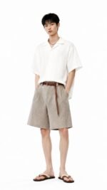 Unisex High-Waisted Tailored Bermuda Shorts (Linen-Blend) 🤎 Relaxed French-Style Shorts | Minimalist Casual & Workwear Shorts - Image 2