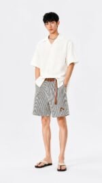 Unisex Vintage Striped Shorts 🤍 Relaxed Fit Summer Shorts | Casual Streetwear Couple Style - Image 4