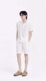Unisex Minimal Polo Set 🤍 Relaxed Fit Polo Shirt & Casual Shorts | Clean Fit Summer Outfit - Image 4