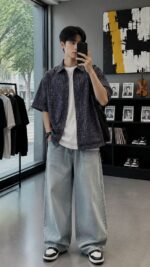 Men's Summer Plaid Shirt 🌸 Lightweight Relaxed Fit Short Sleeve Button-Up | Casual Japanese Style - Image 3