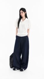 Unisex Minimalist Textured Knit Polo 🤍 Korean-Style Loose-Fit Short-Sleeve Collared Top | Sophisticated & Versatile Knit Tee