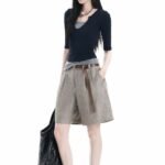 Unisex High-Waisted Tailored Bermuda Shorts (Linen-Blend) 🤎 Relaxed French-Style Shorts | Minimalist Casual & Workwear Shorts