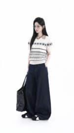 Unisex Vintage Fair Isle Knit Polo 🤍 Short Sleeve Sweater | Korean Preppy Casual Top