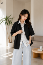 Soft Minimal Summer Shirt 🌿 Korean Style Loose Fit Floral Inner Shirt | Men & Women Streetwear Vacation Outfit - Image 2