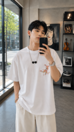Minimal Floral Embroidered T-Shirt 🌸 Korean Style Soft Basic Tee | Unisex Street Casual Summer Top - Image 2