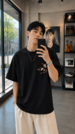 Minimal Floral Embroidered T-Shirt 🌸 Korean Style Soft Basic Tee | Unisex Street Casual Summer Top - Image 5
