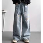 Vintage Graffiti Washed Jeans 👖 Y2K Baggy Wide Leg Denim Pants | Streetwear Unisex Casual Trousers - Image 2