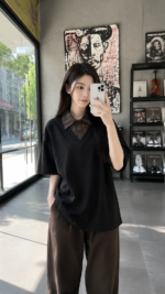Fake Two-Piece Polo Shirt 👔 Korean Style Layered Loose Fit Tee | Vintage Casual Streetwear Top - Image 2