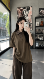 Fake Two-Piece Polo Shirt 👔 Korean Style Layered Loose Fit Tee | Vintage Casual Streetwear Top - Image 3