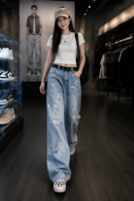 Vintage Graffiti Washed Jeans 👖 Y2K Baggy Wide Leg Denim Pants | Streetwear Unisex Casual Trousers - Image 4