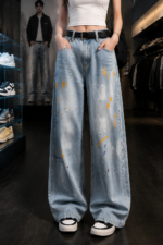 Vintage Graffiti Washed Jeans 👖 Y2K Baggy Wide Leg Denim Pants | Streetwear Unisex Casual Trousers - Image 8