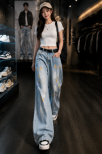 Vintage Graffiti Washed Jeans 👖 Y2K Baggy Wide Leg Denim Pants | Streetwear Unisex Casual Trousers