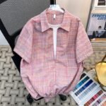 Men's Summer Plaid Shirt 🌸 Lightweight Relaxed Fit Short Sleeve Button-Up | Casual Japanese Style - Image 8