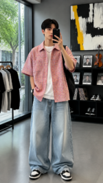 Men's Summer Plaid Shirt 🌸 Lightweight Relaxed Fit Short Sleeve Button-Up | Casual Japanese Style - Image 5