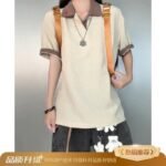 Unisex Japanese Linen Look Polo Shirt 🤎 Contrast Collar Embroidered Relaxed Fit Short Sleeve Tee | Vintage Casual Summer Top - Image 8