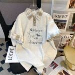 Unisex Korean Cartoon Polo T-Shirt 🐧 Plaid Collar Relaxed Fit Oversized Tee | Preppy Casual Summer Top - Image 10