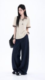 Unisex Japanese Linen Look Polo Shirt 🤎 Contrast Collar Embroidered Relaxed Fit Short Sleeve Tee | Vintage Casual Summer Top - Image 2