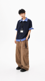 Unisex Korean Layered Polo Shirt 💙 Plaid Collar Relaxed Fit Short Sleeve Tee | Preppy Casual Summer Top - Image 7