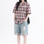 Unisex Y2K Distressed Denim Shorts 💙 Baggy Graphic Washed Jean Shorts | Vintage Streetwear Summer Bottoms