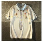 Unisex Y2K Cartoon Graphic Polo T-Shirt 🤍 Cute Tie Print Oversized Tee | Korean Casual Summer Streetwear Top - Image 9