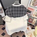Unisex Korean Preppy Layered Scarf T-Shirt 🤍 Plaid Fake Two-Piece Oversized Tee | Casual Summer Streetwear Top - Image 6
