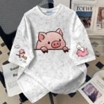 Unisex Y2K Pig Embroidered Tie-Dye T-Shirt 🩶 Cute Cartoon Oversized Tee | Korean Casual Summer Streetwear Top - Image 8