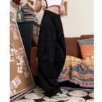 Unisex Wide Leg Cargo Pants 🤍 Relaxed Fit Drawstring Utility Trousers | Korean Casual Streetwear Bottoms - Image 5