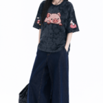 Unisex Y2K Pig Embroidered Tie-Dye T-Shirt 🩶 Cute Cartoon Oversized Tee | Korean Casual Summer Streetwear Top