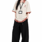 Unisex Korean Layered Polo T-Shirt 💙 Cartoon Embroidered Oversized Tee | Preppy Casual Summer Streetwear Top