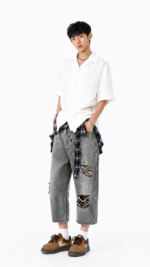 Unisex Y2K Distressed Baggy Jeans 🩶 Vintage Washed Wide Leg Denim Pants | Oversized Streetwear Casual Trousers - Image 2