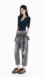 Unisex Y2K Distressed Baggy Jeans 🩶 Vintage Washed Wide Leg Denim Pants | Oversized Streetwear Casual Trousers