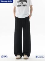 Unisex Korean Wide Leg Lounge Pants 🤍 Relaxed Drawstring Casual Trousers | Lightweight Summer Minimalist Bottoms - Image 8