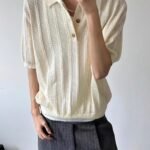 Unisex Knit Polo Shirt 🤍 Breathable Textured Cardigan | Korean Clean Fit Casual Top - Image 7