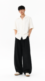 Unisex Korean Wide Leg Lounge Pants 🤍 Relaxed Drawstring Casual Trousers | Lightweight Summer Minimalist Bottoms - Image 3