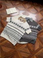 Unisex Vintage Fair Isle Knit Polo 🤍 Short Sleeve Sweater | Korean Preppy Casual Top - Image 6