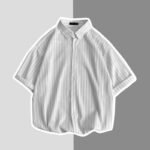 Unisex Striped Oversized Shirt 🤍 Korean Clean Fit Casual Shirt | Minimal Everyday Essential - Image 7