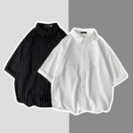 Unisex Striped Oversized Shirt 🤍 Korean Clean Fit Casual Shirt | Minimal Everyday Essential - Image 5