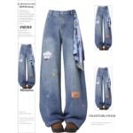 Unisex Cartoon Patch Baggy Jeans ⭐ Oversized Wide Leg Denim Pants | Y2K Cute Streetwear - Image 4