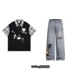 Unisex Y2K Plaid Polo Tee 🧸 Oversized Cartoon Streetwear | Harajuku Casual Top - Image 7